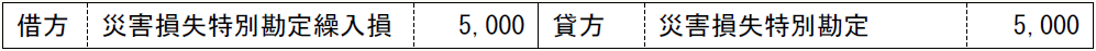 借方 災害損失特別勘定繰入損 5,000 貸方 災害損失特別勘定 5,000