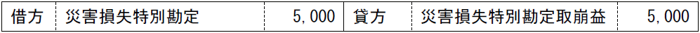 借方 災害損失特別勘定 5,000 貸方 災害損失特別勘定取崩益 5,000