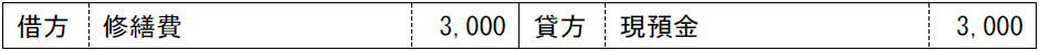 借方 修繕費 3,000 貸方 現預金 3,000